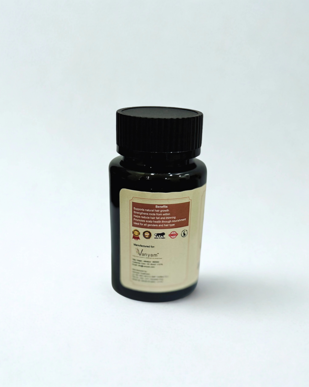 Vanyam Hair Vitality Supplement | Ayurvedic Capsules for Hair Growth & Hair Fall Control | 60 Capsules per bottle