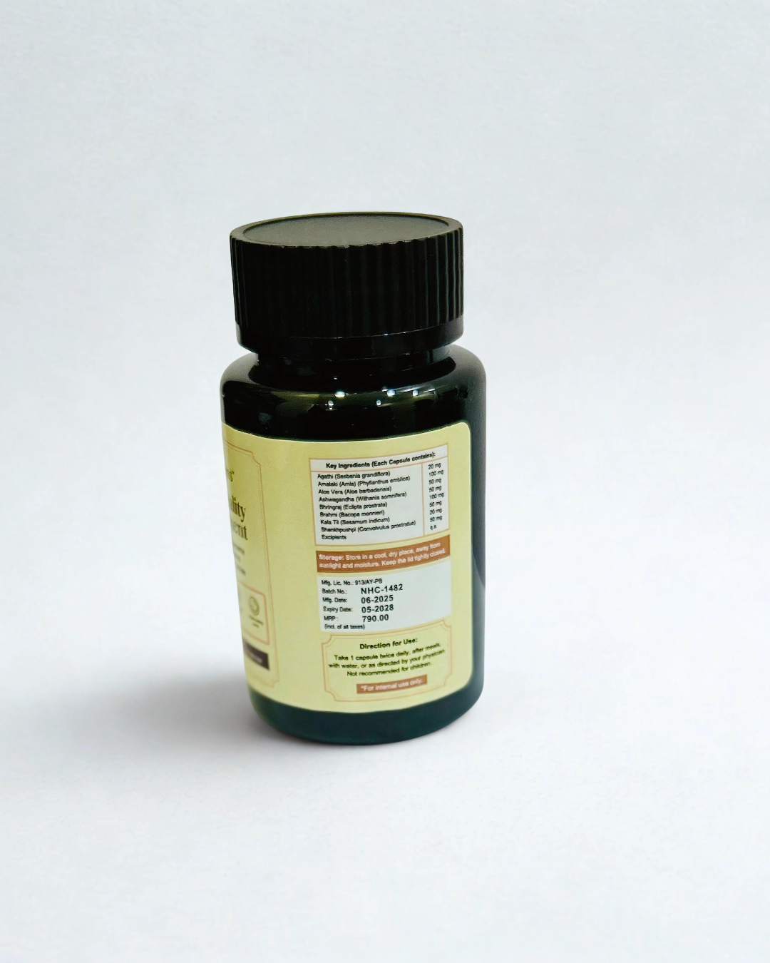 Vanyam Hair Vitality Supplement | Ayurvedic Capsules for Hair Growth & Hair Fall Control | 60 Capsules per bottle