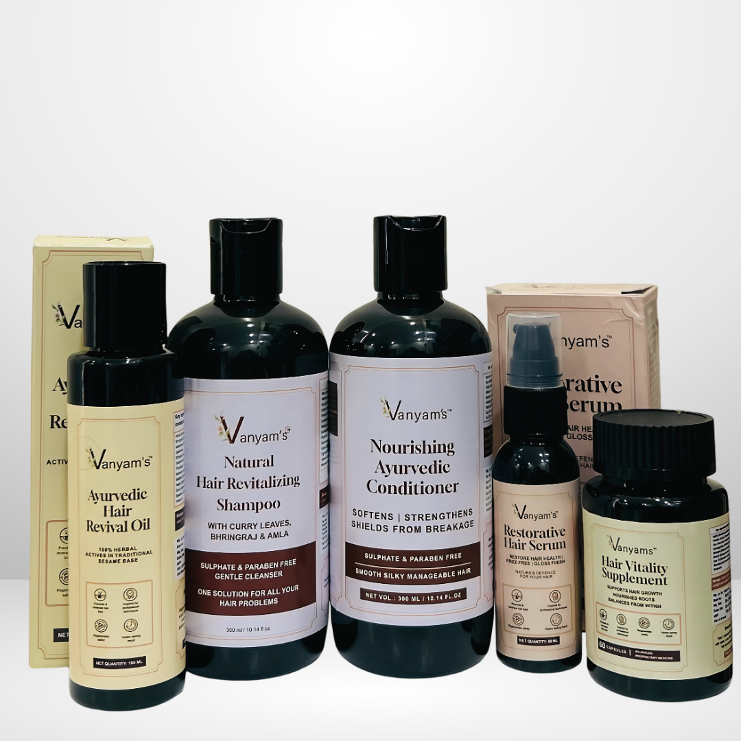 Vanyam Complete Hair Care Ritual Kit | Ayurvedic 5-Step Inside-Out Care for Strong & Healthy Hair