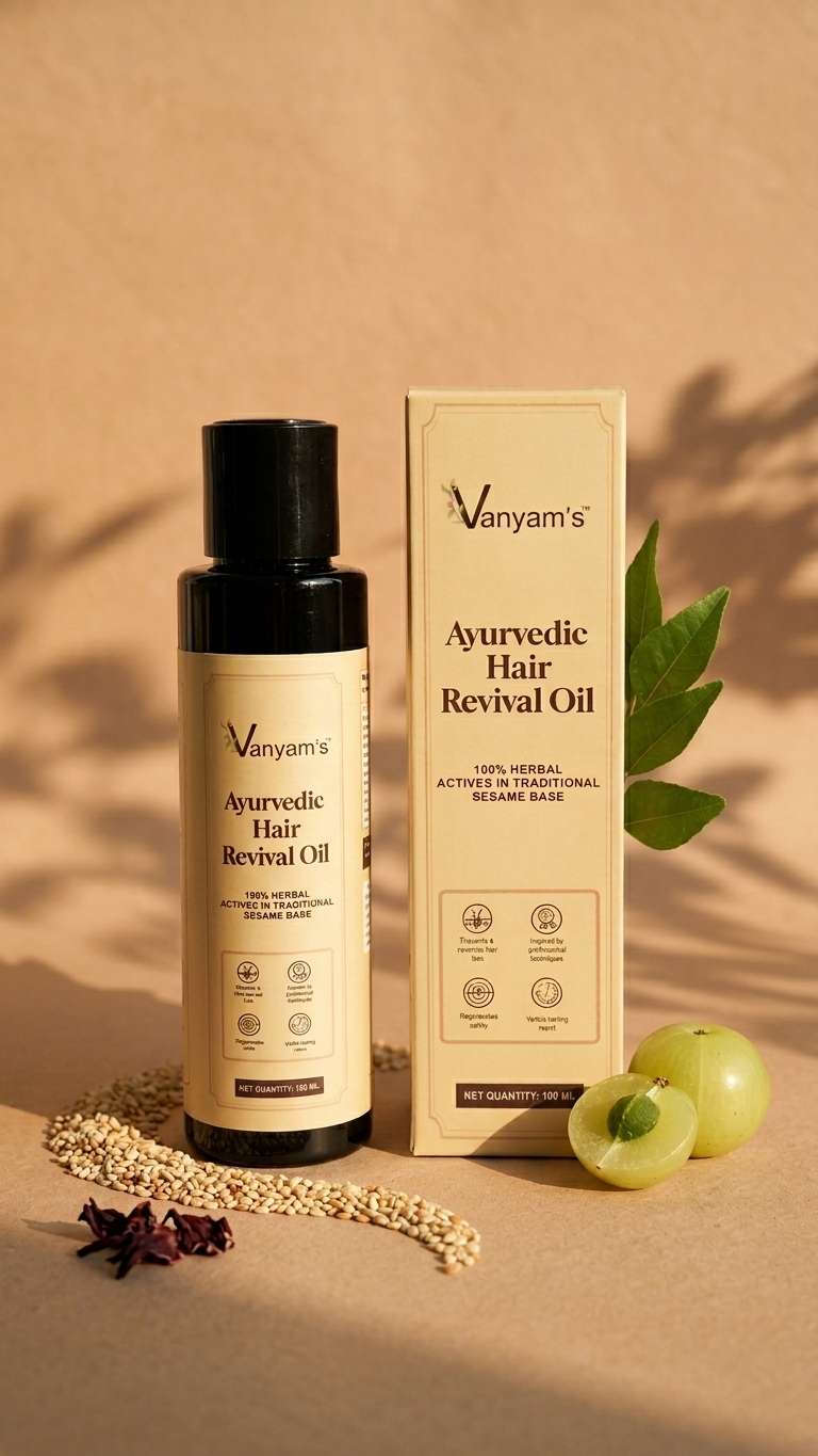 Vanyam Ayurvedic Hair Revival Oil | Natural Hair Growth & Hair Fall Control with Bhringraj, Amla & Jatamansi | 100ml