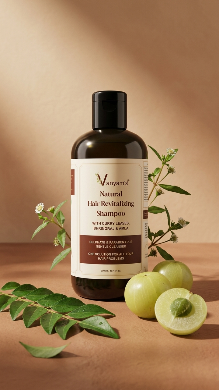 Vanyam Natural Hair Revitalizing Shampoo | Ayurvedic Hair Fall Control & Gentle Cleanse | 300ml
